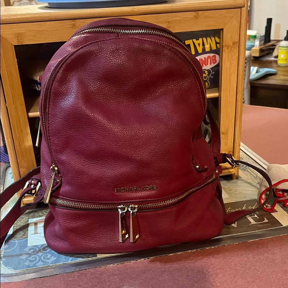 Michael Kors Burgundy Leather Backpack
